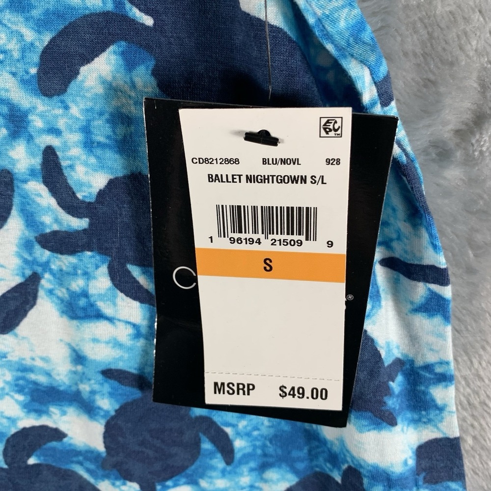 Cuddl Duds Women's Pajama Dress S Ballet Nightgown Turtles Blue Pockets PJs NWT‎ - Picture 4 of 10